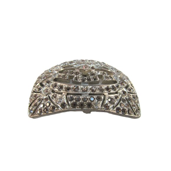 Antique Art Deco Silver Tone Rhinestone Rectangular Belt Buckle main image 10